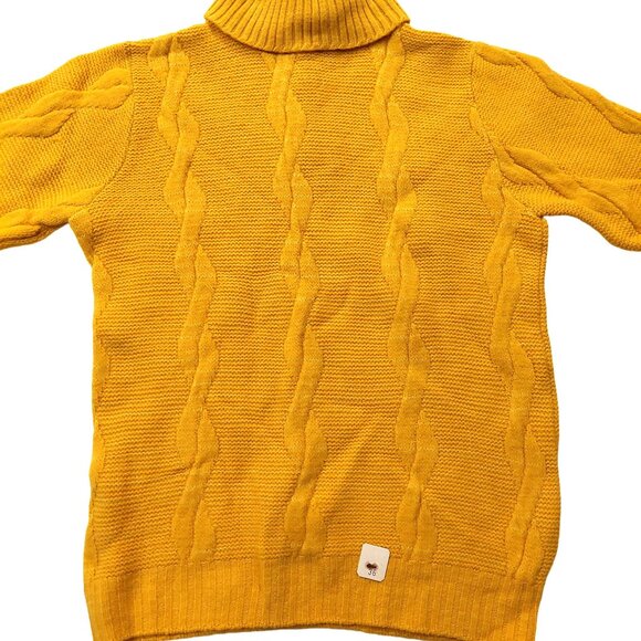 Pure Retro Vintage 1940s-1950s Mustard Yellow Cable Knit Turtleneck Sweater - Picture 4 of 12